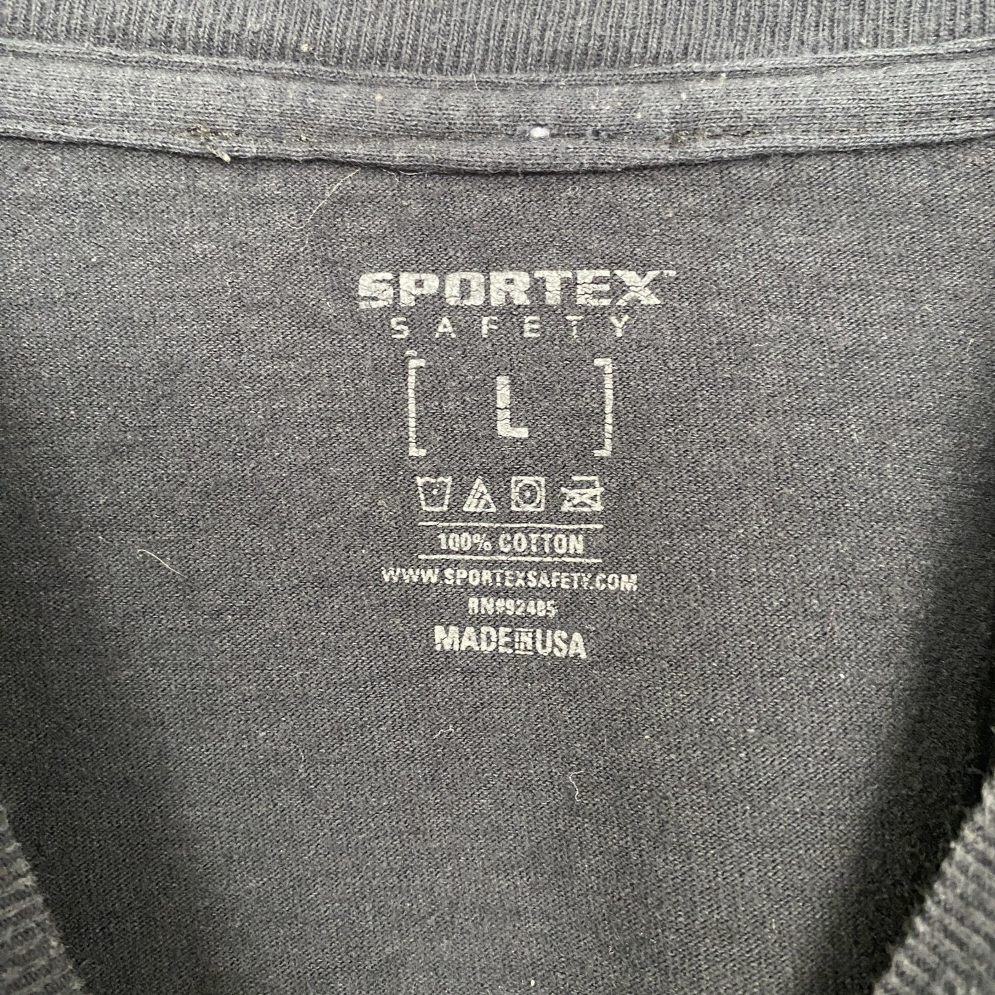 古着 used　SPORTEX　SAFETY　半袖プリントTシャツ　ポケット　バックプリント　Methods　ブラック　Lサイズ