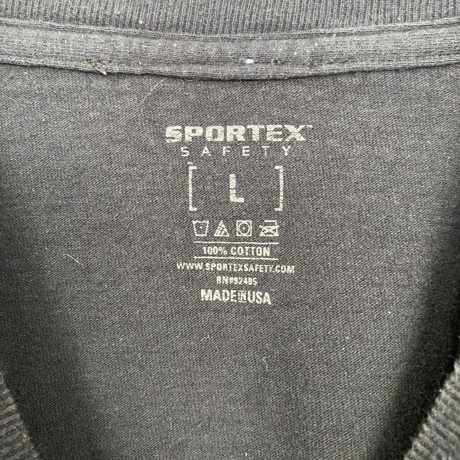 古着 used　SPORTEX　SAFETY　半袖プリントTシャツ　ポケット　バックプリント　Methods　ブラック　Lサイズ
