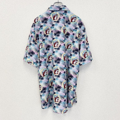 古着 used　半袖プリント総柄シャツ　BUC-EE'S　バッキーズ　キャラクター　レトロデザイン　アロハ　カラフル　XLサイズ