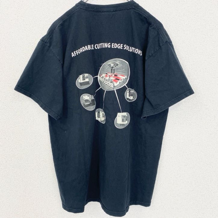 古着 used　SPORTEX　SAFETY　半袖プリントTシャツ　ポケット　バックプリント　Methods　ブラック　Lサイズ