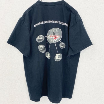 古着 used　SPORTEX　SAFETY　半袖プリントTシャツ　ポケット　バックプリント　Methods　ブラック　Lサイズ