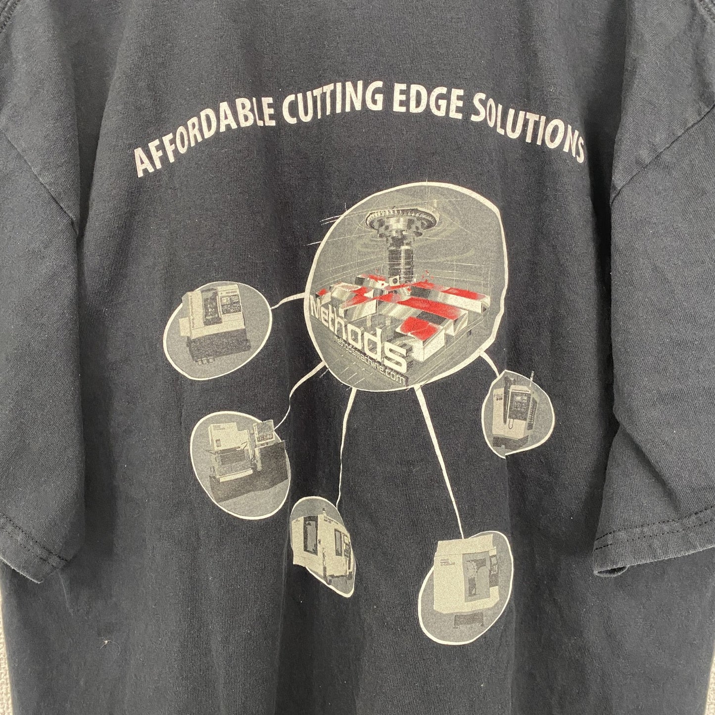 古着 used　SPORTEX　SAFETY　半袖プリントTシャツ　ポケット　バックプリント　Methods　ブラック　Lサイズ