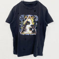 古着 used　半袖プリントTシャツ　デフ・レパード　ヒステリア　アルバムジャケット　ダメージ加工　黒　ブラック　Sサイズ
