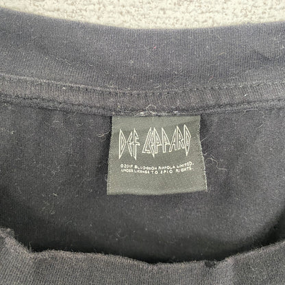 古着 used　半袖プリントTシャツ　デフ・レパード　ヒステリア　アルバムジャケット　ダメージ加工　黒　ブラック　Sサイズ