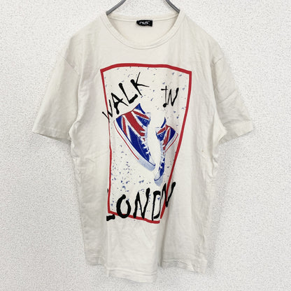 古着 used　半袖プリントTシャツ　WALK IN RONDON ハイカットスニーカー　レトロ　白　ホワイト　Lサイズ