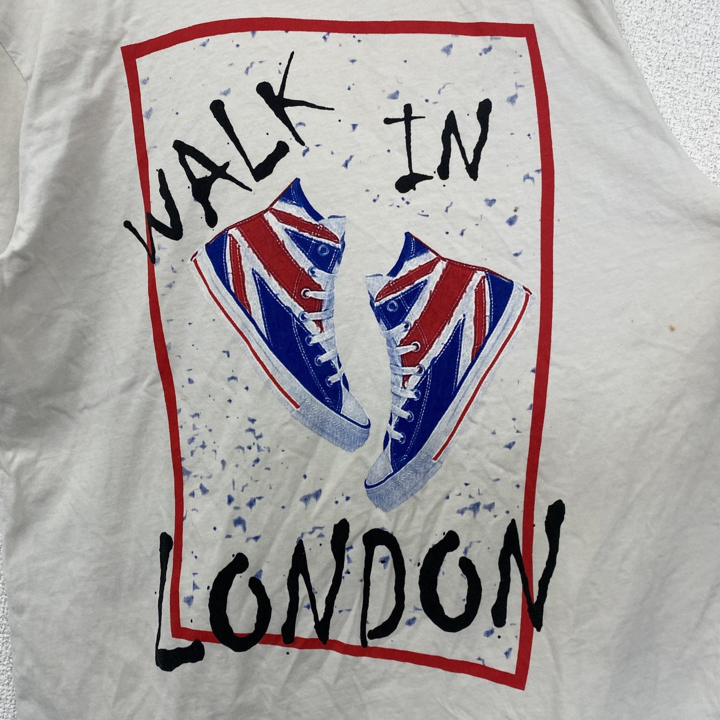 古着 used　半袖プリントTシャツ　WALK IN RONDON ハイカットスニーカー　レトロ　白　ホワイト　Lサイズ