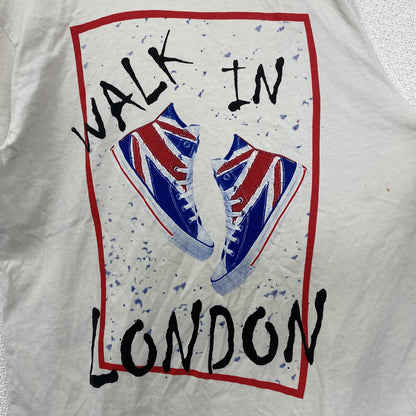 古着 used　半袖プリントTシャツ　WALK IN RONDON ハイカットスニーカー　レトロ　白　ホワイト　Lサイズ