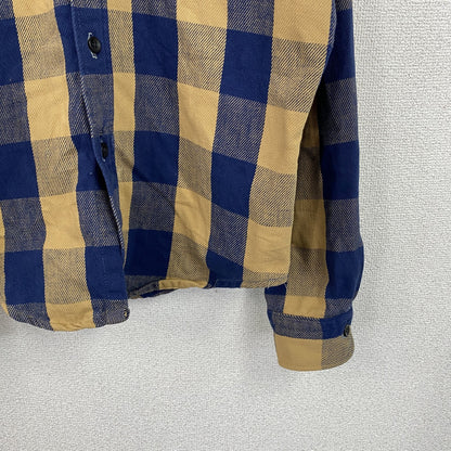 ～80s　Fieldmaster　Sears　長袖シャツ　ネルシャツ　チェック柄　ブルー　イエロー　Mサイズ
