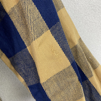 ～80s　Fieldmaster　Sears　長袖シャツ　ネルシャツ　チェック柄　ブルー　イエロー　Mサイズ