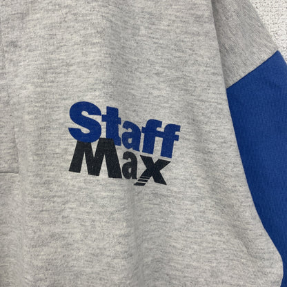 古着 used　COTTON DELUXE　半袖バックプリントTシャツ　バイカラー　青　グレー　シングルステッチ　90s　Lサイズ