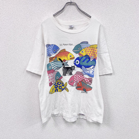 ～90s　Crazy Shirt　クリバンキャット　半袖Tシャツ　シングルステッチ　ヴィンテージ　白　ホワイト　Mサイズ
