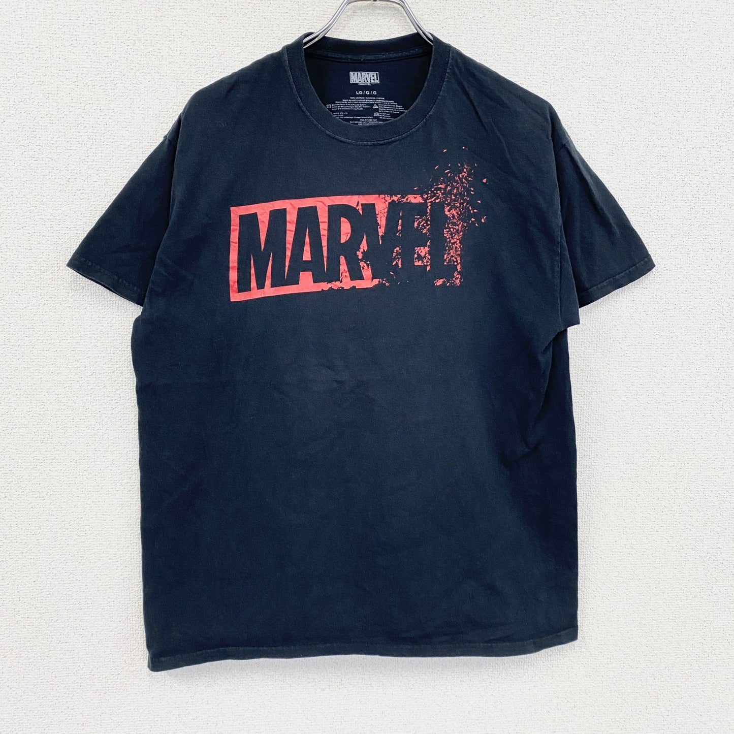 MARVEL　マーベル　半袖プリントTシャツ　デカロゴ　クルーネック　黒　ブラック　Lサイズ