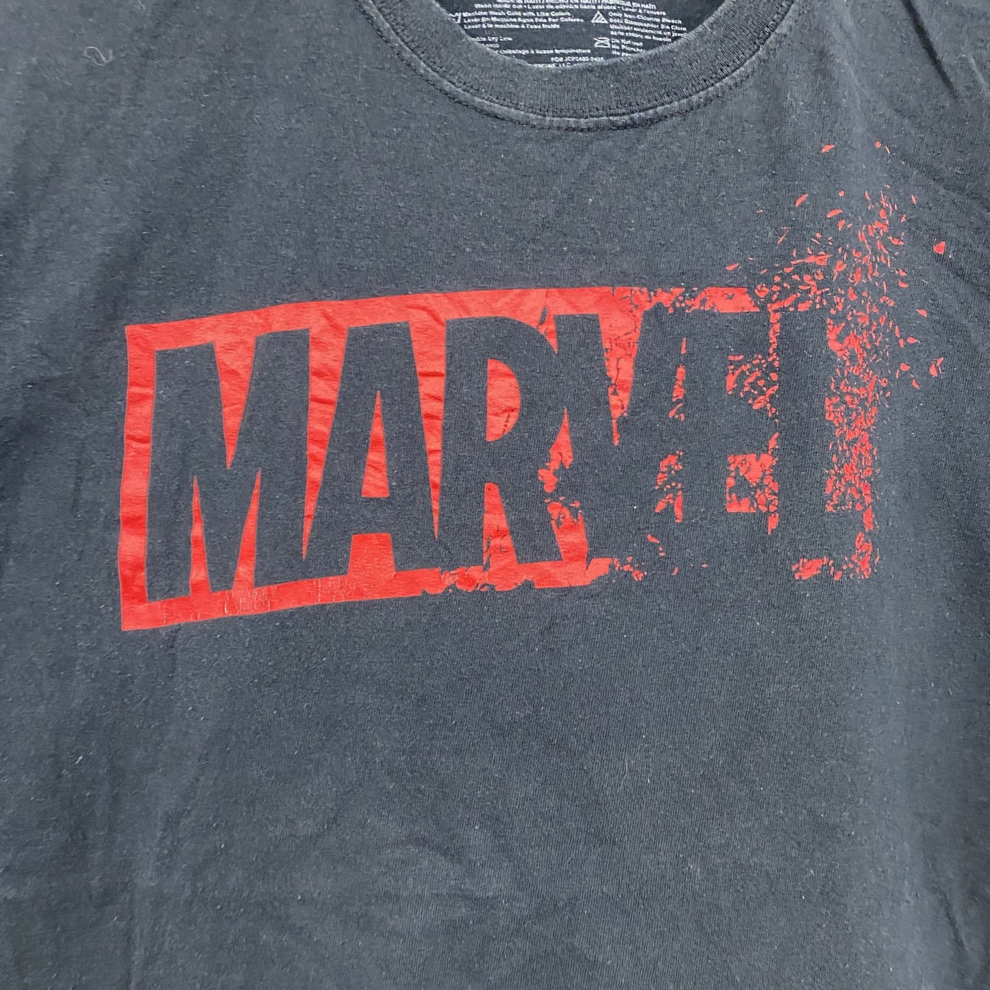 MARVEL　マーベル　半袖プリントTシャツ　デカロゴ　クルーネック　黒　ブラック　Lサイズ