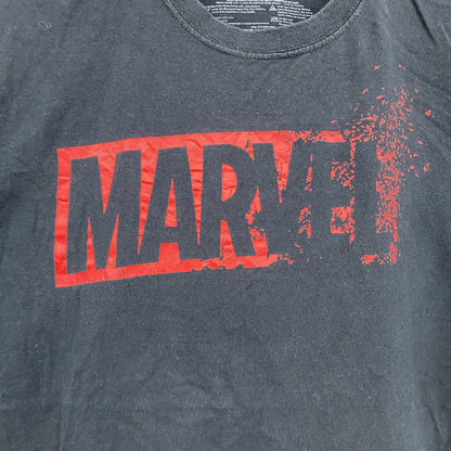 MARVEL　マーベル　半袖プリントTシャツ　デカロゴ　クルーネック　黒　ブラック　Lサイズ