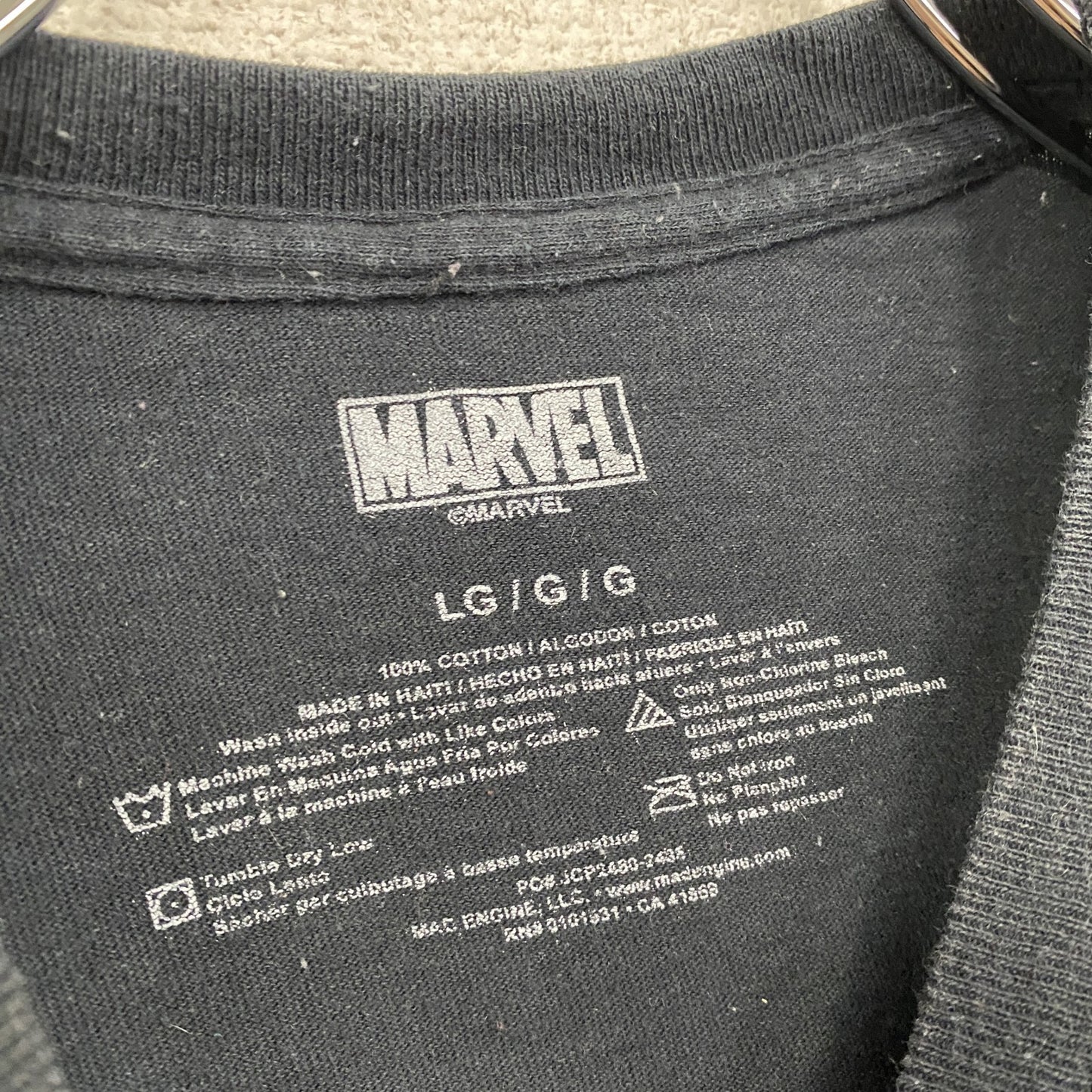 MARVEL　マーベル　半袖プリントTシャツ　デカロゴ　クルーネック　黒　ブラック　Lサイズ