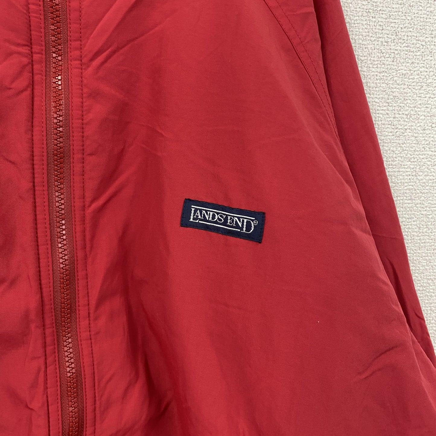 ～90s　LANDS'END　ランズエンド　フルジップナイロンブルゾン　ヴィンテージ　フリースライナー　赤　レッド　XLサイズ