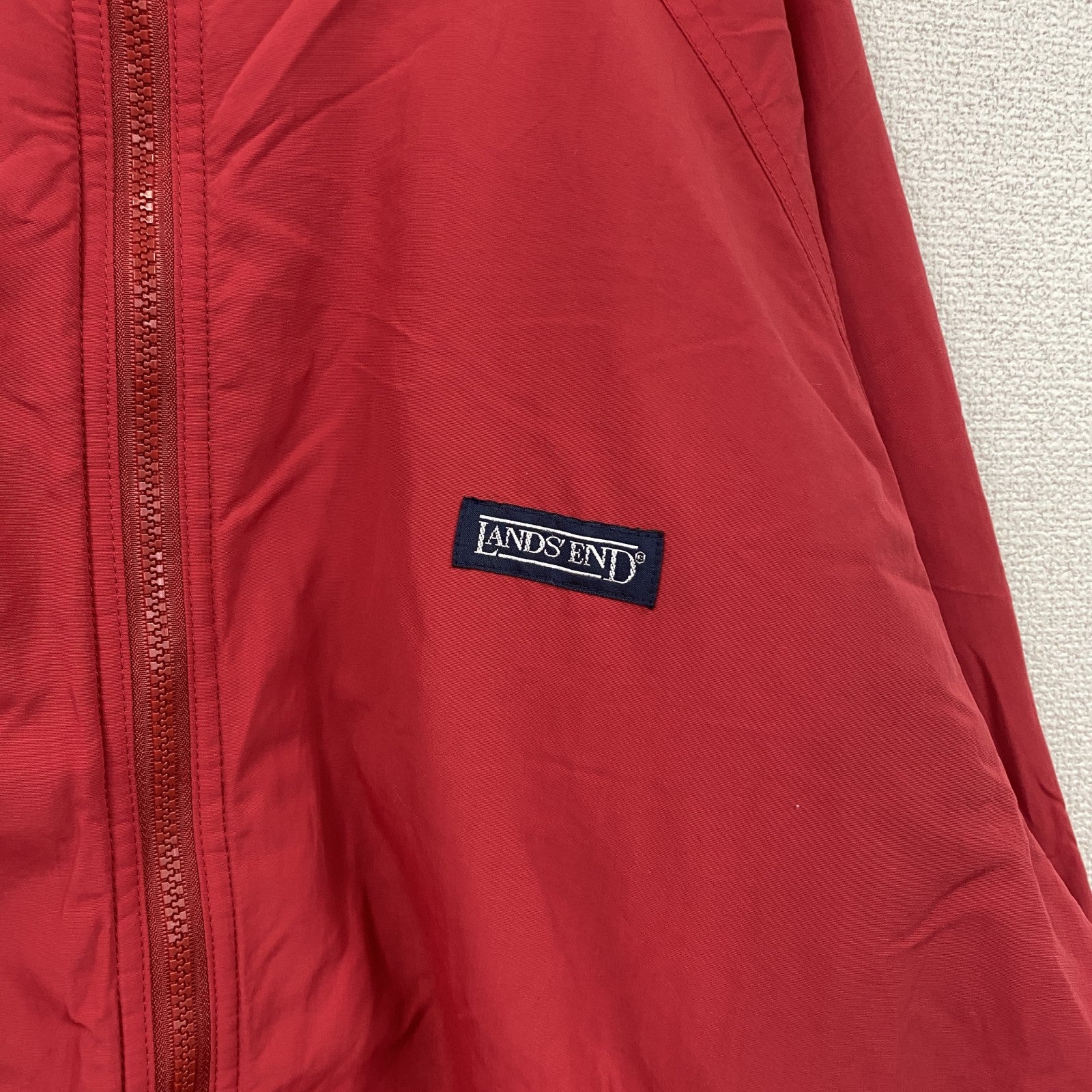 ～90s　LANDS'END　ランズエンド　フルジップナイロンブルゾン　ヴィンテージ　フリースライナー　赤　レッド　XLサイズ