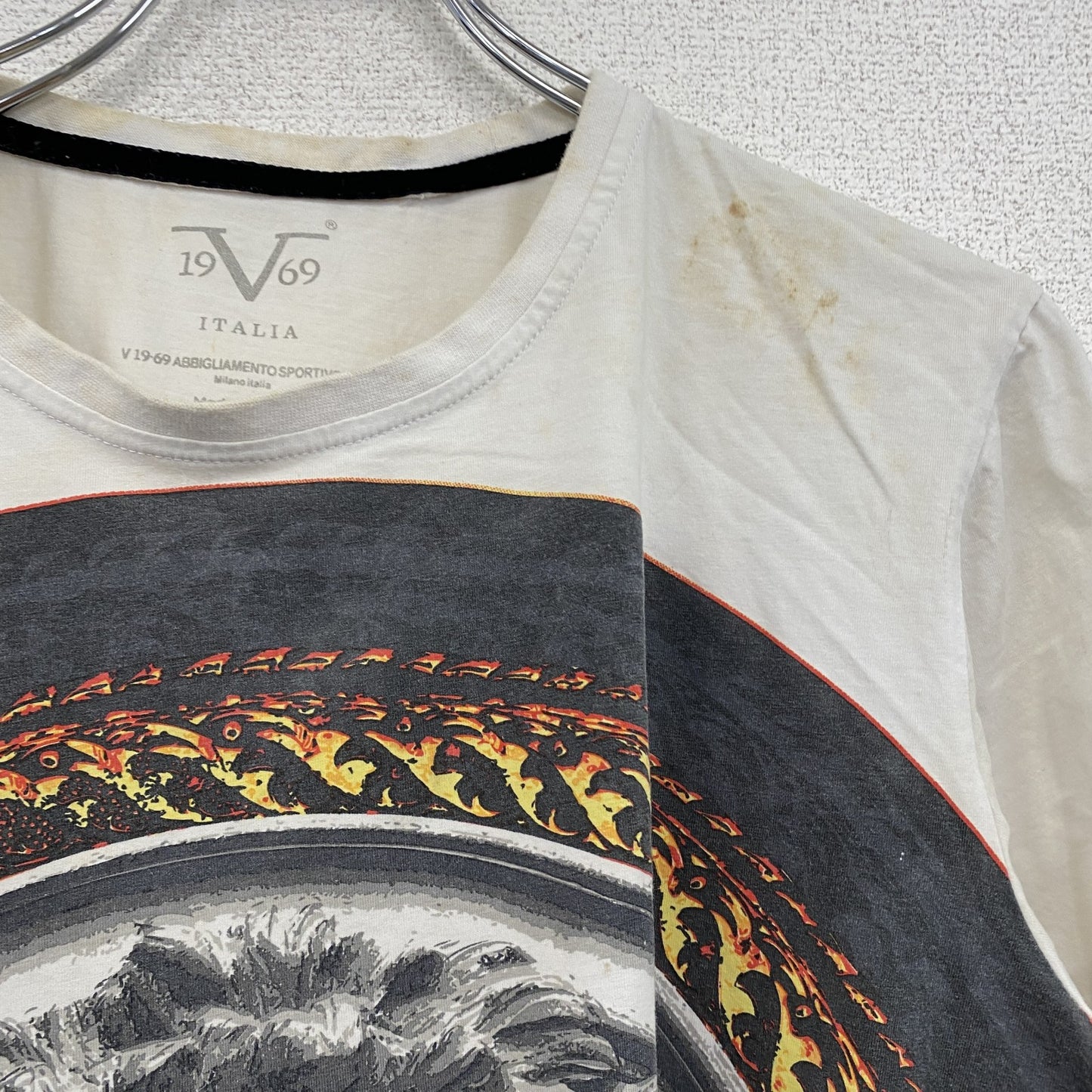 19V69 ITALIA　半袖プリントTシャツ　アニマルT　ライオン　白　ホワイト　Sサイズ
