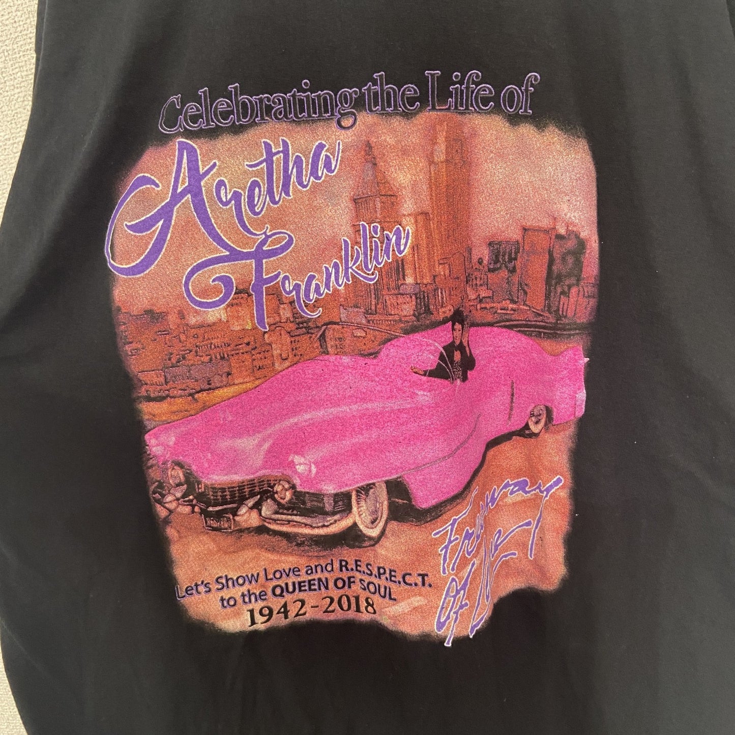 古着 used　GILDAN ギルダン　半袖プリントTシャツ　キャデラック　エルドラド　クルーネック　レトロ　黒　XLサイズ
