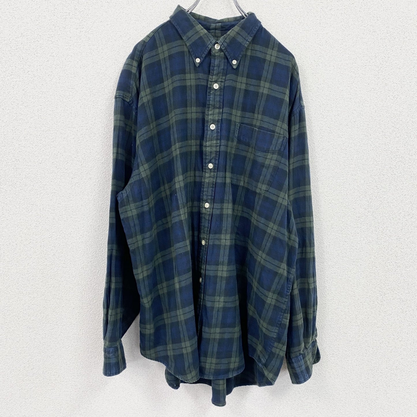90s　OLD GAP　オールドギャップ　長袖ボタンダウンシャツ　ネルシャツ　ヴィンテージ　青　ブルー　2XLサイズ