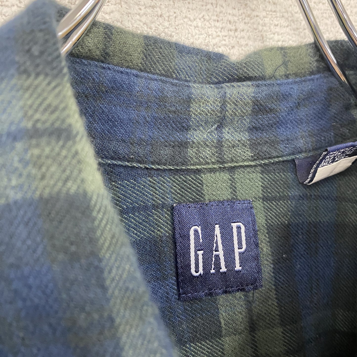 90s　OLD GAP　オールドギャップ　長袖ボタンダウンシャツ　ネルシャツ　ヴィンテージ　青　ブルー　2XLサイズ