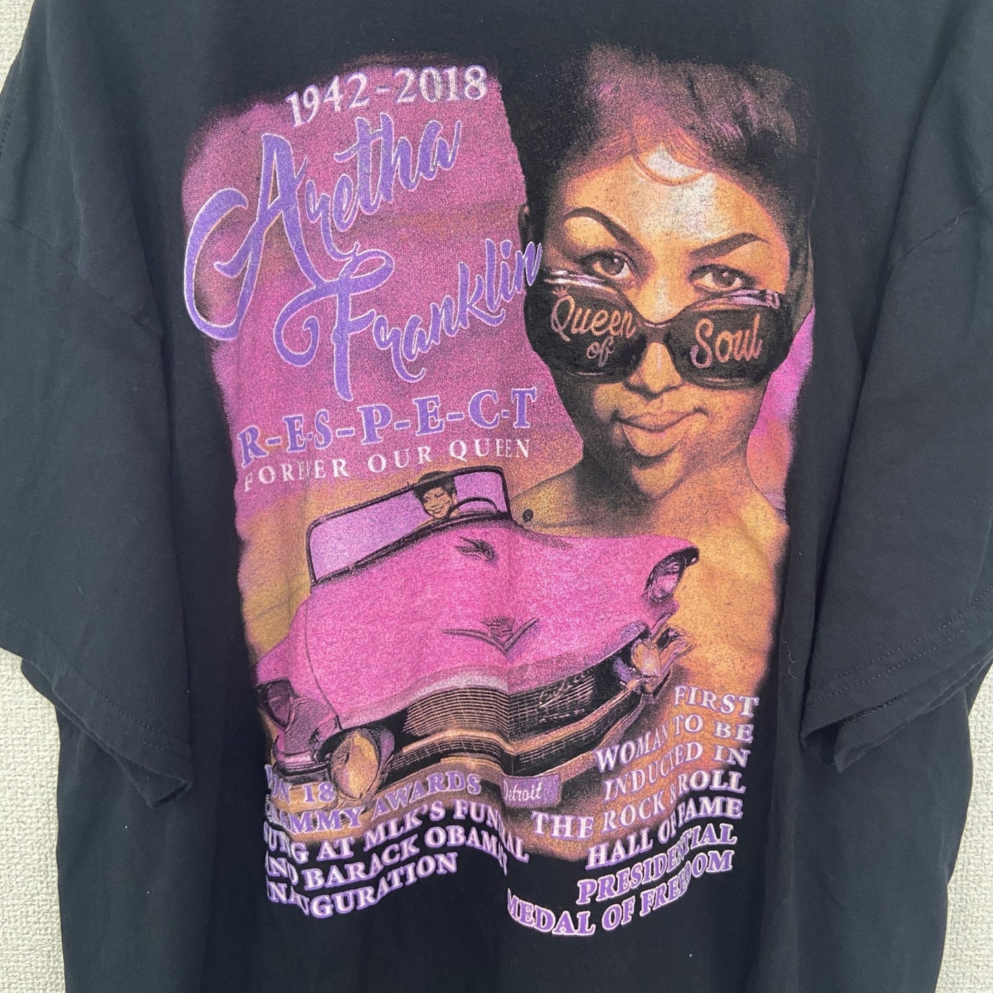 古着 used　GILDAN ギルダン　半袖プリントTシャツ　キャデラック　エルドラド　クルーネック　レトロ　黒　XLサイズ