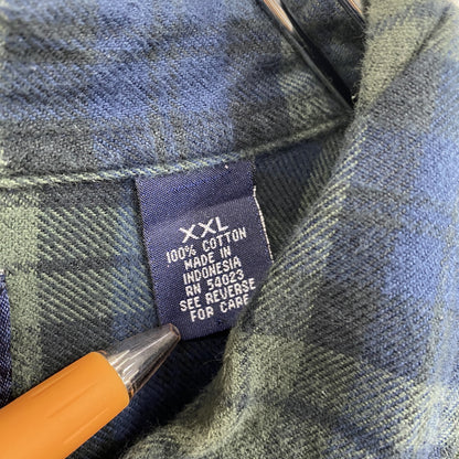 90s　OLD GAP　オールドギャップ　長袖ボタンダウンシャツ　ネルシャツ　ヴィンテージ　青　ブルー　2XLサイズ