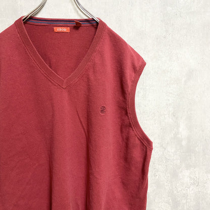 IZOD　アイゾッド　ニットベスト/セーター　刺繍ロゴ　ワンポイント　赤　レッド　XXLサイズ