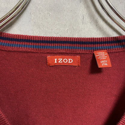 IZOD　アイゾッド　ニットベスト/セーター　刺繍ロゴ　ワンポイント　赤　レッド　XXLサイズ