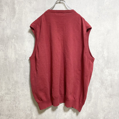 IZOD　アイゾッド　ニットベスト/セーター　刺繍ロゴ　ワンポイント　赤　レッド　XXLサイズ