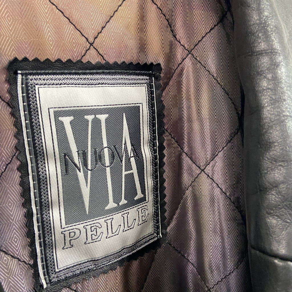 ～00s　VIA NUOVA PELLE　ラムレザーカーコート　レザージャケット　黒　ブラック　52サイズ