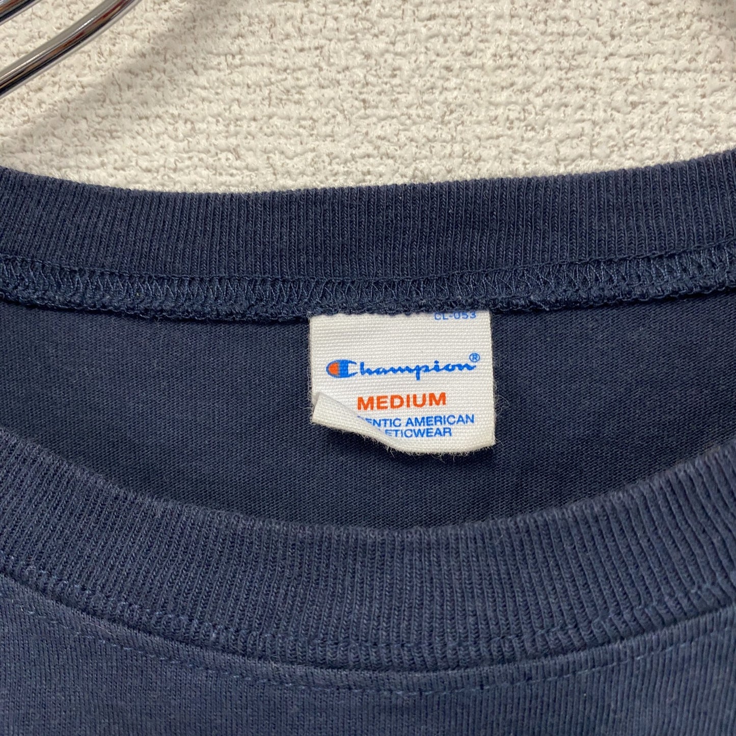 Champion　チャンピオン　長袖プリントTシャツ/ロンT　3連プリント　トリコタグ　復刻　紺　ネイビー　Mサイズ