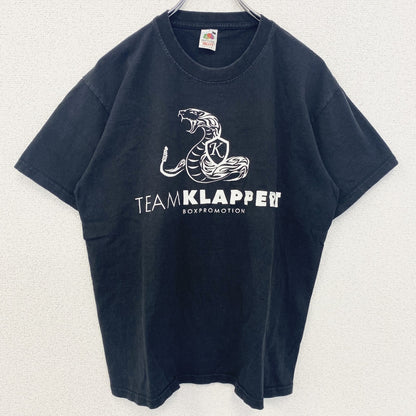 古着 used　フルーツオブザルーム　半袖アニマルプリントTシャツ　黒　ブラック　蛇柄　ヘビ柄　クルーネック　Lサイズ