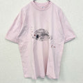 古着 used　90s　Hanes ヘインズ　半袖魚プリントTシャツ　漢字　シングルステッチ　ヴィンテージ　ピンク　Lサイズ