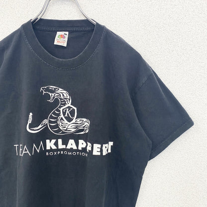 古着 used　フルーツオブザルーム　半袖アニマルプリントTシャツ　黒　ブラック　蛇柄　ヘビ柄　クルーネック　Lサイズ