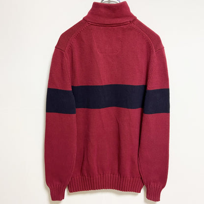 古着 used　NAUTICA　ノーティカ　長袖ハーフジップニット　セーター　ワンポイント刺　赤　レッド　秋冬服　Mサイズ