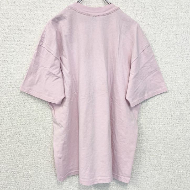 古着 used　90s　Hanes ヘインズ　半袖魚プリントTシャツ　漢字　シングルステッチ　ヴィンテージ　ピンク　Lサイズ