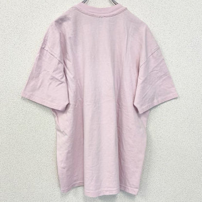 古着 used　90s　Hanes ヘインズ　半袖魚プリントTシャツ　漢字　シングルステッチ　ヴィンテージ　ピンク　Lサイズ