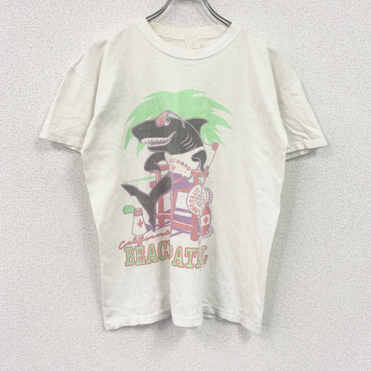 90s　J.M. SILK　ジェイ・エム・シルク　半袖プリントアニマルTシャツ　シングルステッチ　ヴィンテージ　白　ホワイト