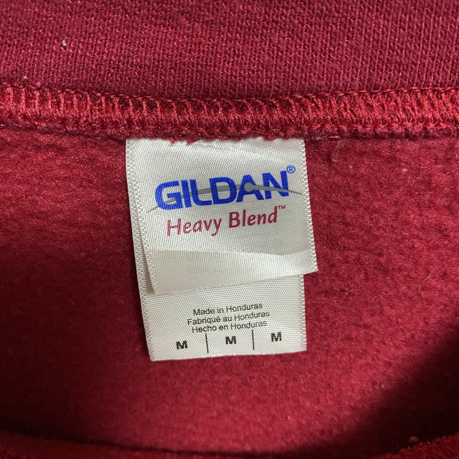 古着 used　GILDAN ギルダン　長袖ワンポイントプリントスウェット　トレーナー　協賛バックプリント　赤　Mサイズ