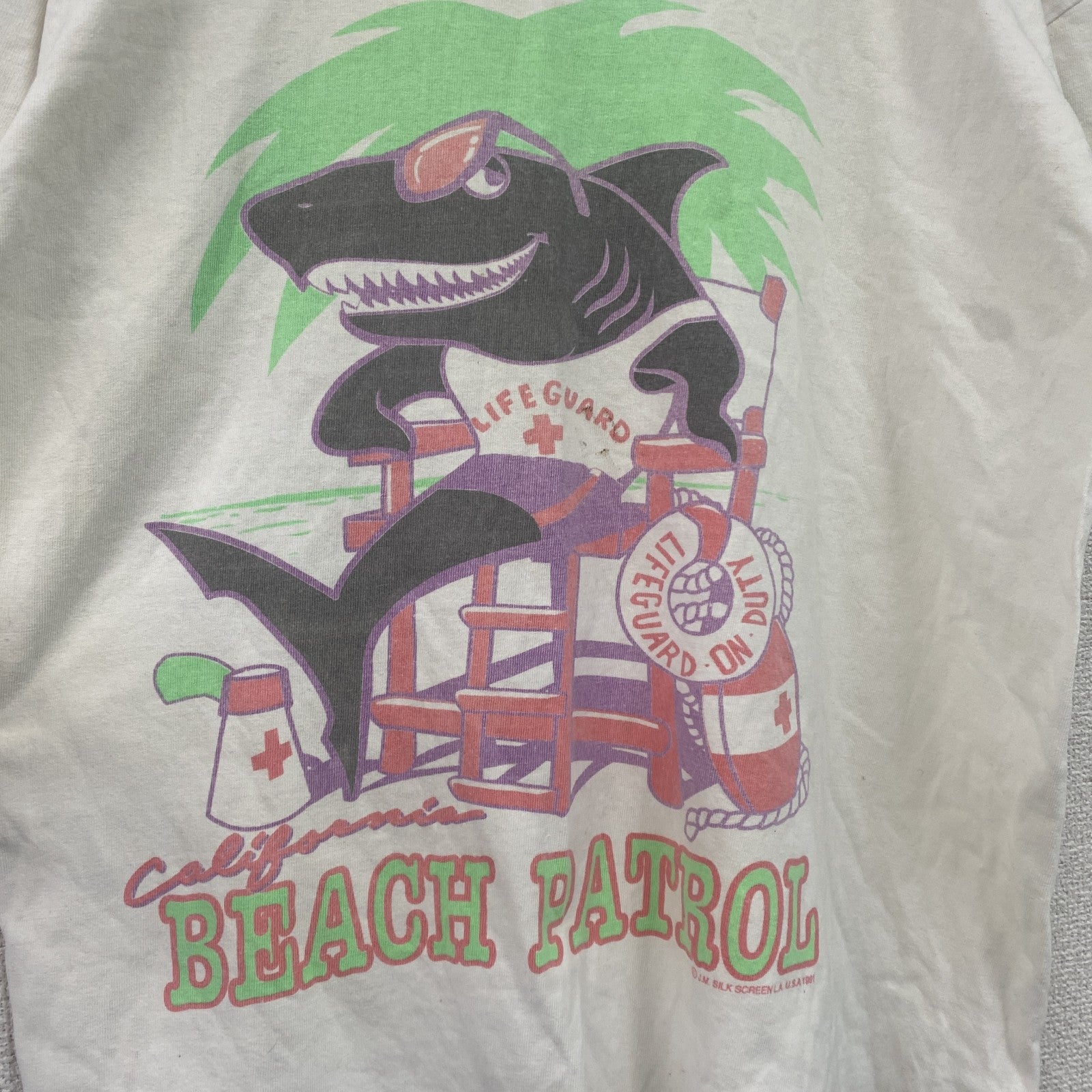 90s　J.M. SILK　ジェイ・エム・シルク　半袖プリントアニマルTシャツ　シングルステッチ　ヴィンテージ　白　ホワイト