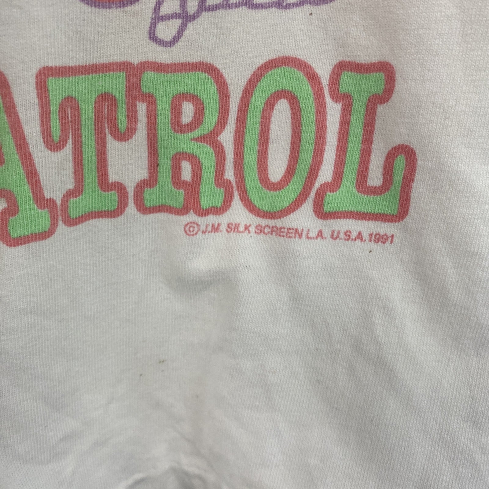 90s　J.M. SILK　ジェイ・エム・シルク　半袖プリントアニマルTシャツ　シングルステッチ　ヴィンテージ　白　ホワイト