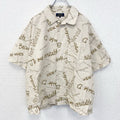 古着 used　SPLENDID　スプリンテッド　半袖プリント総柄シャツ　レトロデザイン　英字　開襟　クリーム　Lサイズ