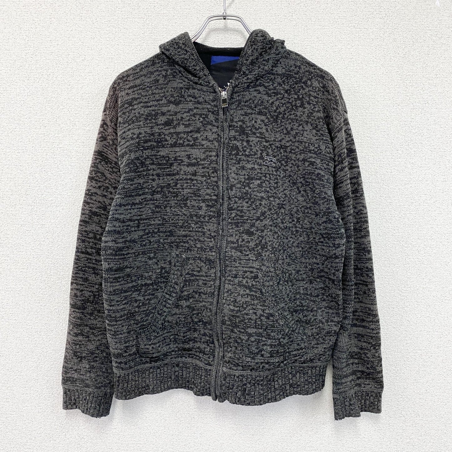 BILLABONG　ビラボン　フルジップアクリルニットパーカー/フーディー　ワンポイント　灰色　グレー　Sサイズ