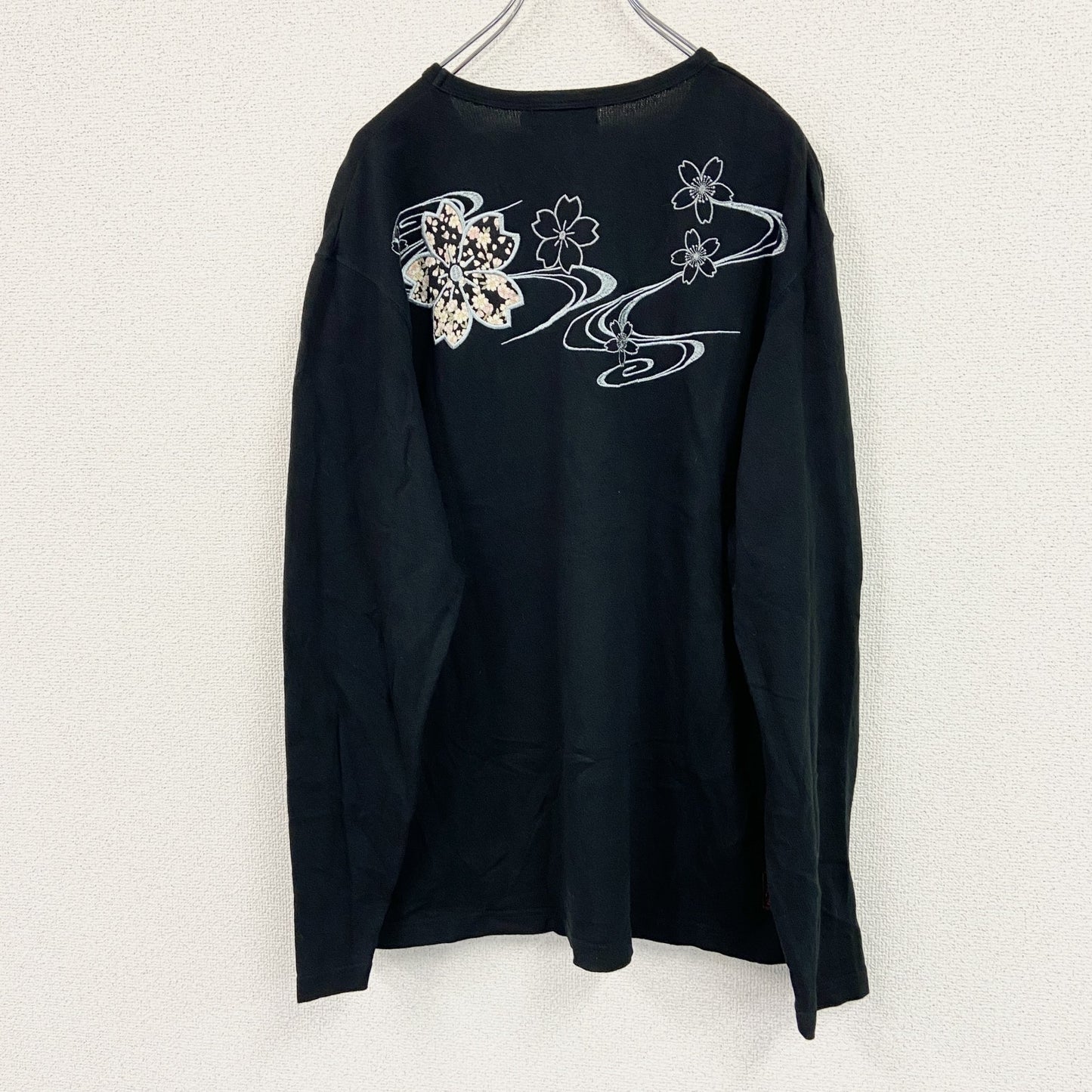 絡繰魂　カラクリダマシイ　Vネック長袖Tシャツ/ロンT　黒　ブラック　XLサイズ