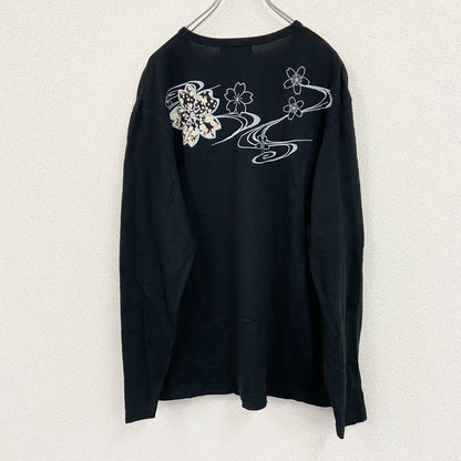 絡繰魂　カラクリダマシイ　Vネック長袖Tシャツ/ロンT　黒　ブラック　XLサイズ