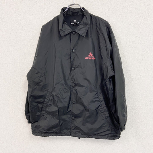90s　AIRWALK　エアウォーク　コーチジャケット　フルボタンナイロンジャケット　黒　ブラック　Mサイズ