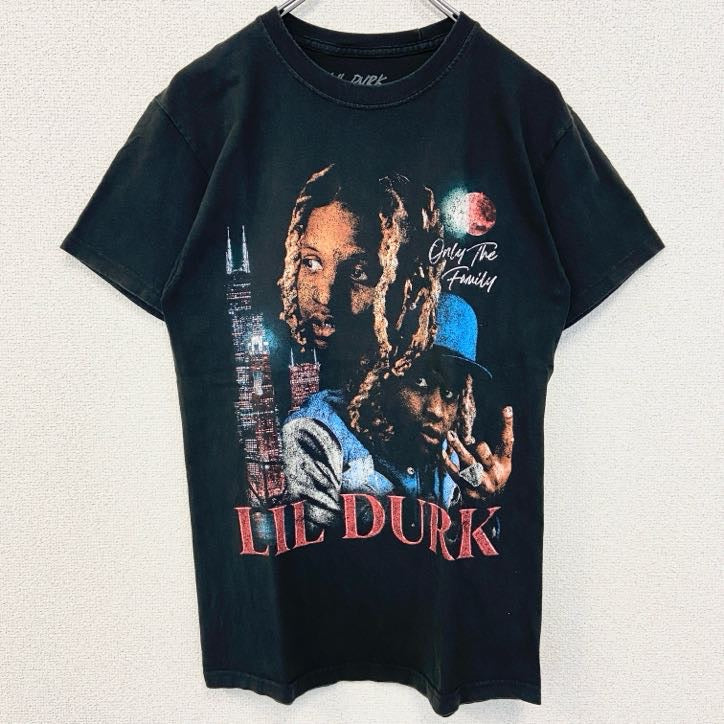古着 used　LIL DURK リルダーク　半袖ラッパープリントTシャツ　クルーネック　黒　ブラック　Sサイズ