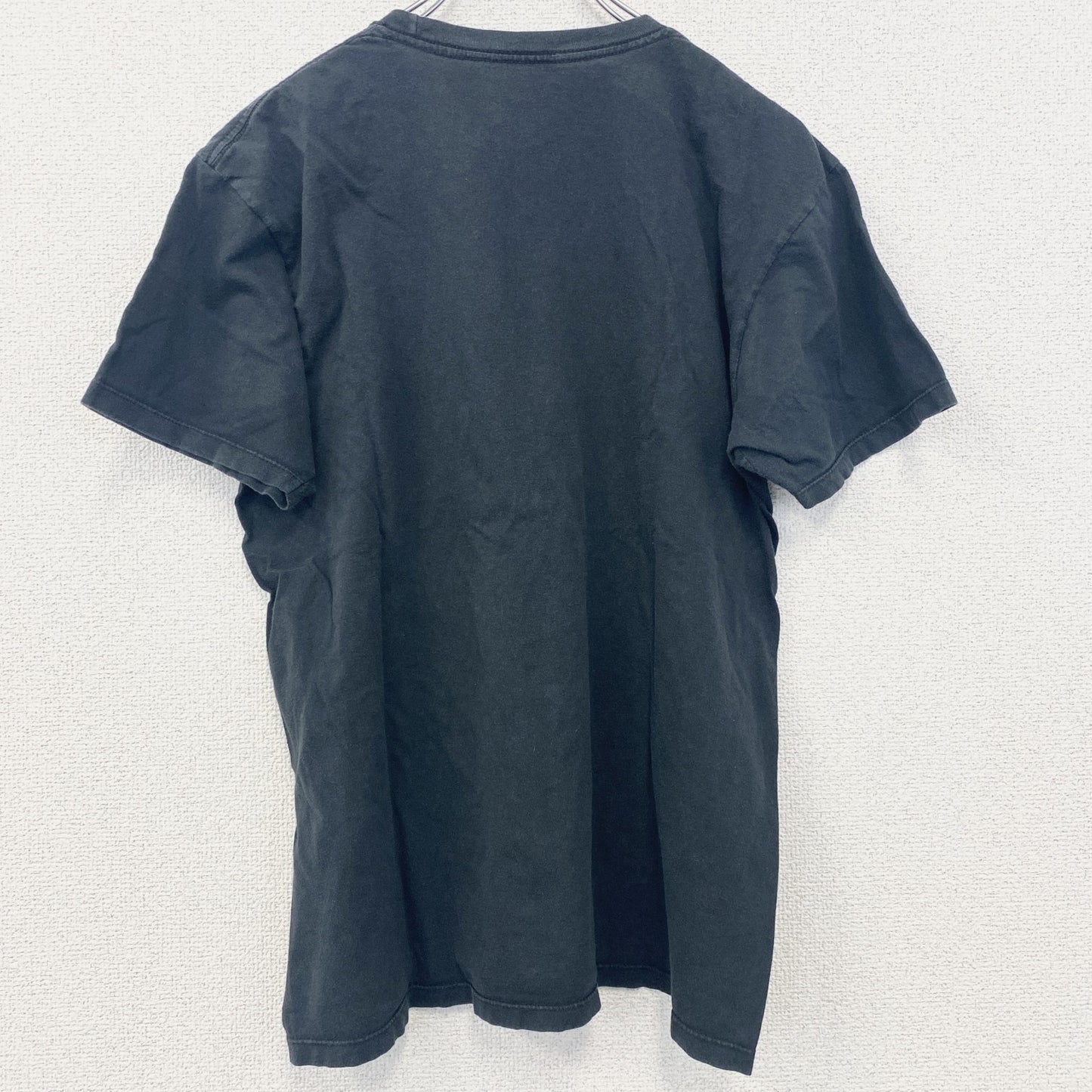 古着 used　半袖アニマルプリントTシャツ　黒　ブラック　猫　ピクセルアート　ドット絵　クルーネック　レトロデザイン