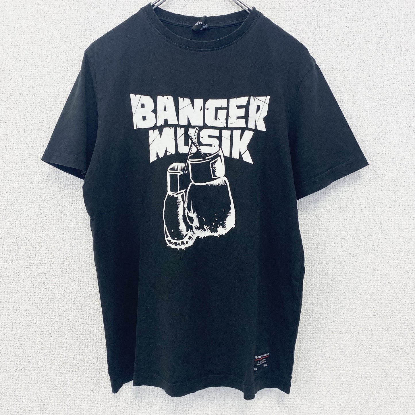 古着 used　半袖音楽プリントTシャツ　黒　ブラック　バンガームジーク　ヒップホップ　クルーネック　レトロデザイン　Sサイズ